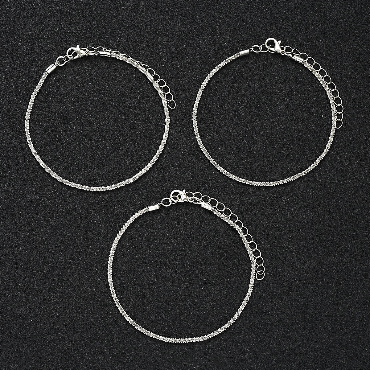 3 Pcs Sparkling Chain Zircon Heart Bracelet Set