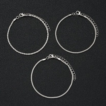 3 Pcs Sparkling Chain Zircon Heart Bracelet Set