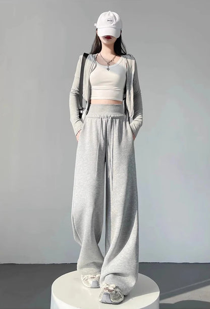 Sports slimming straight wide leg pants