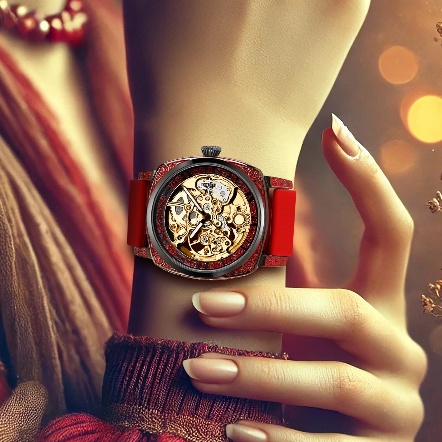 DANA golden carved flowers watch