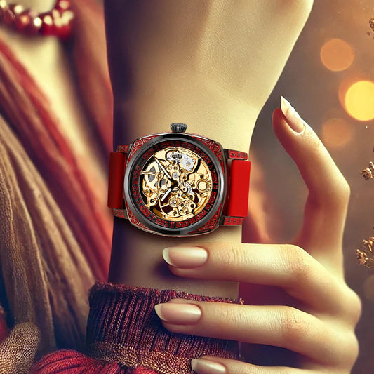 DANA golden carved flowers watch