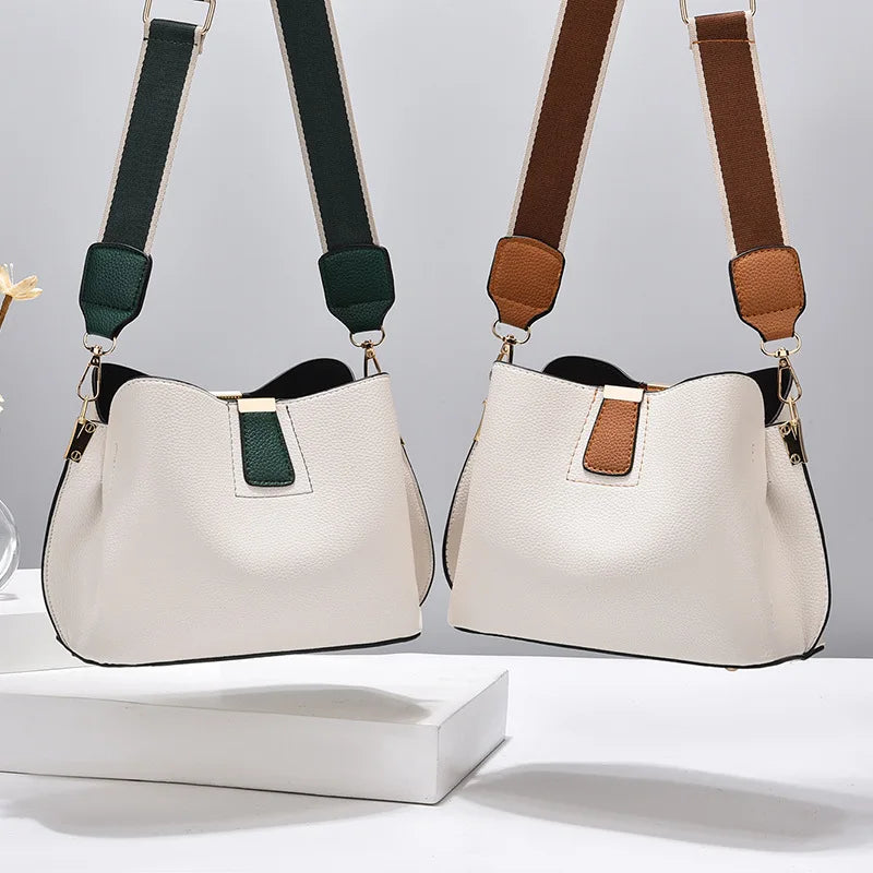 Minimalist Bucket Soft Textured Leather Crossbody Strap Bags