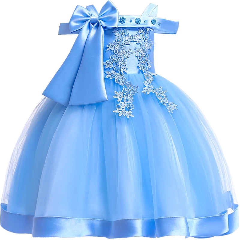 3-10 Years Flower Elegant Wedding Dress