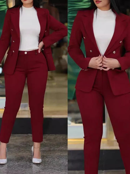 Slim Fit Business Double Breasted Outfit Set