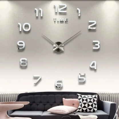 Large Wall Clock 3D DIY Quartz Acrylic Mirror Stickers Clocks