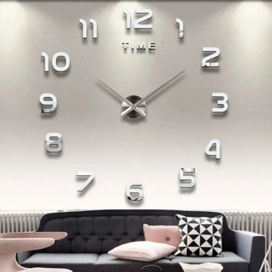 Large Wall Clock 3D DIY Quartz Acrylic Mirror Stickers Clocks