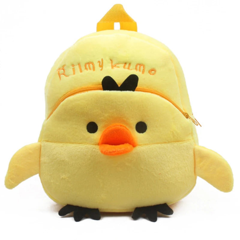 3D School Bags Cartoon Print Plush Kids Backpack Kindergarten Mini Bag