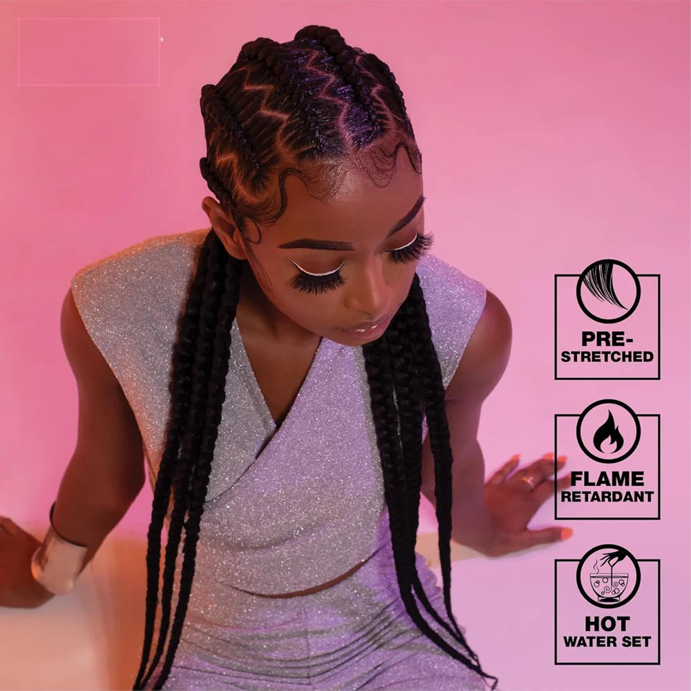 38 inch synthetic braid Soft Yaki Texture Hot Water Setting prestretched braid hair