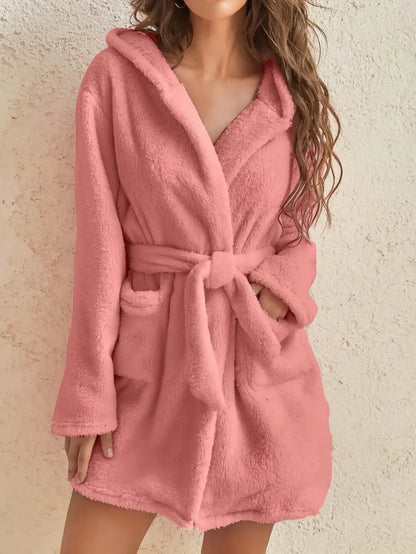 Hooded robe with belt Robe