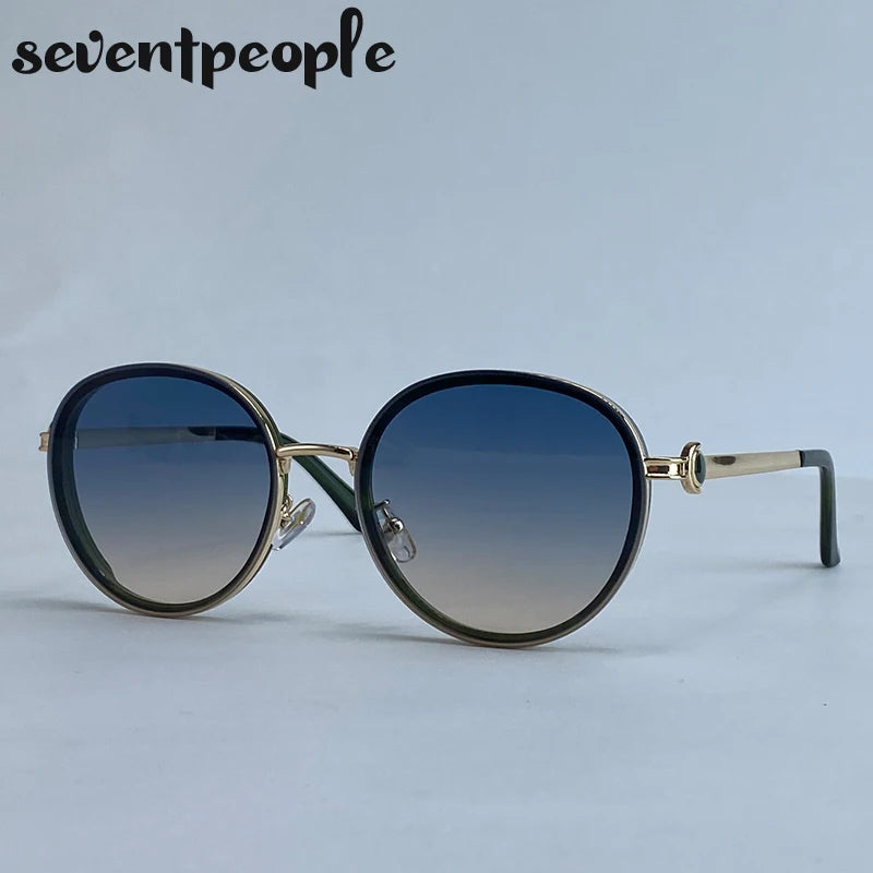 Oversized Round Luxury Vintage Metal Frame Sunglasses