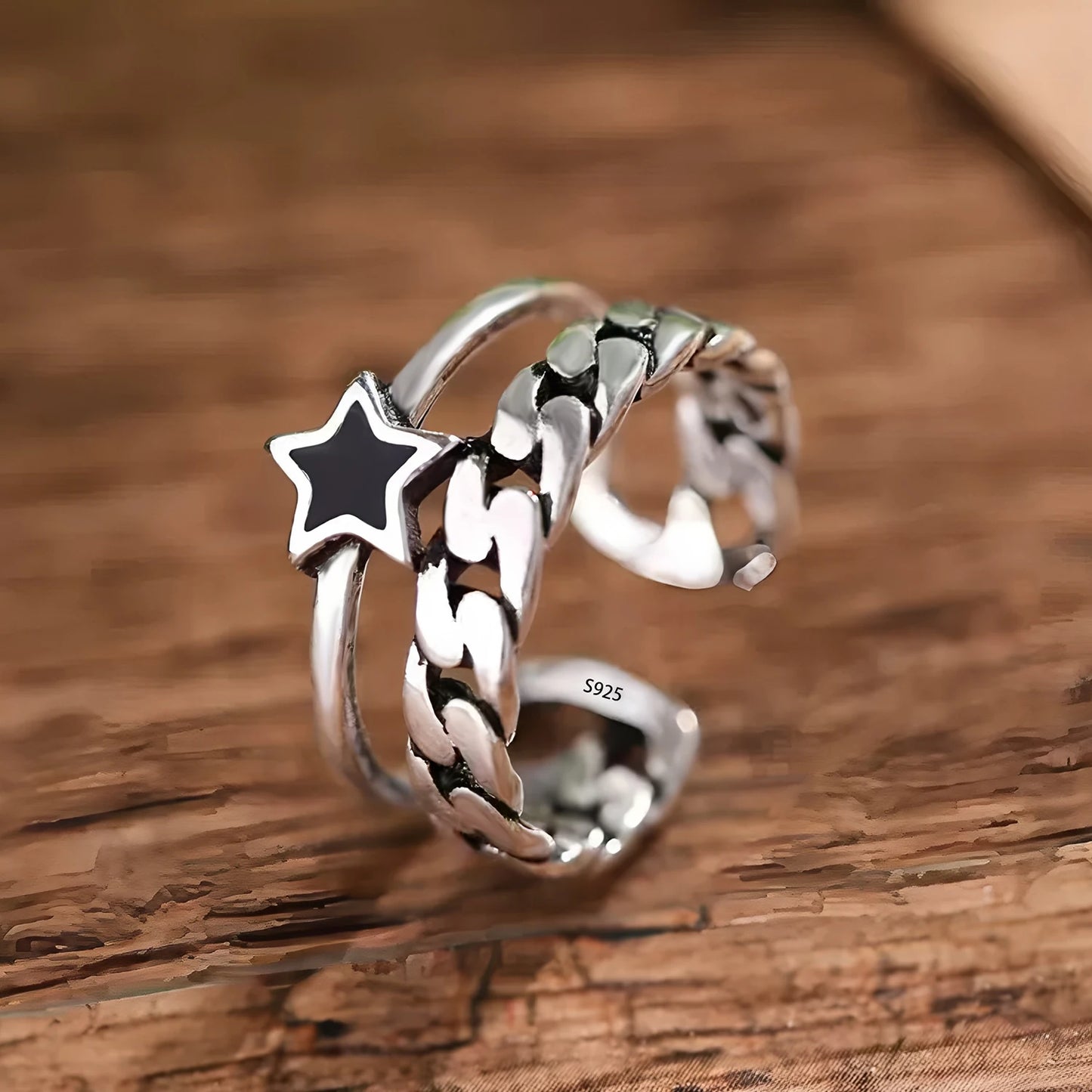 خاتم هندسي غير منتظم من الفضة الإسترلينية عيار 925