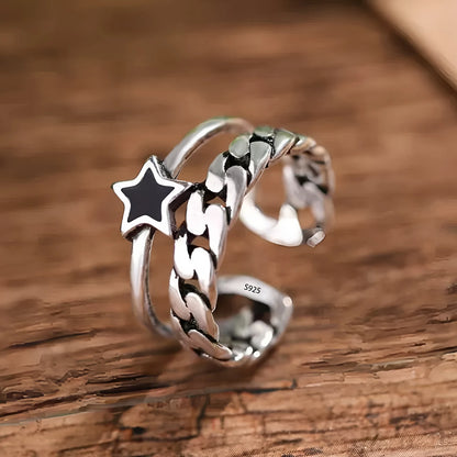 خاتم هندسي غير منتظم من الفضة الإسترلينية عيار 925