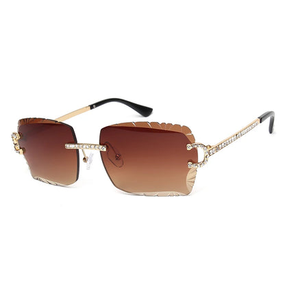 Rimless Square Vintage Diamond Sunglasses
