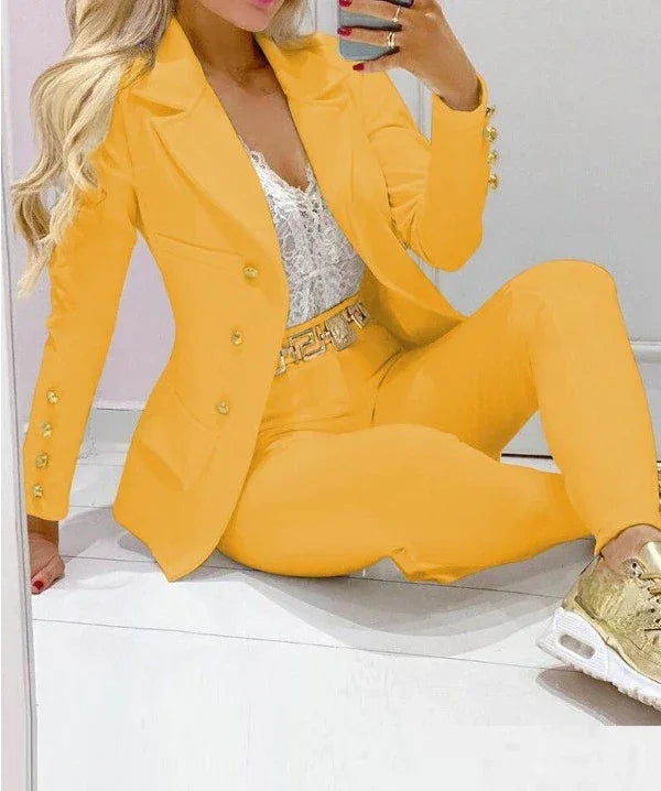 Casual Long Sleeve Jacket and Trousers Suit