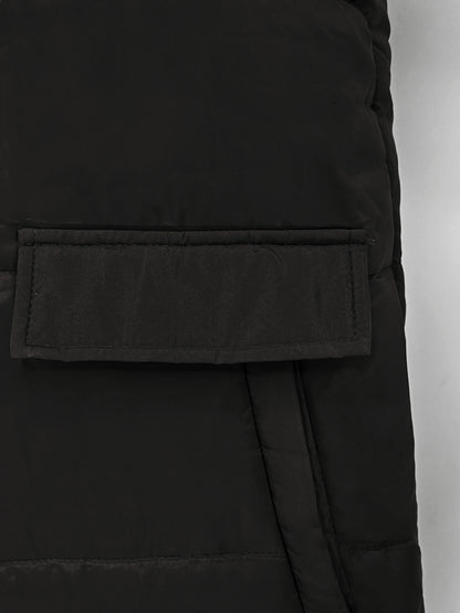 Warm Reversible Hooded Long Puffer Coat Fleece Lined Zip Up Winter Parka