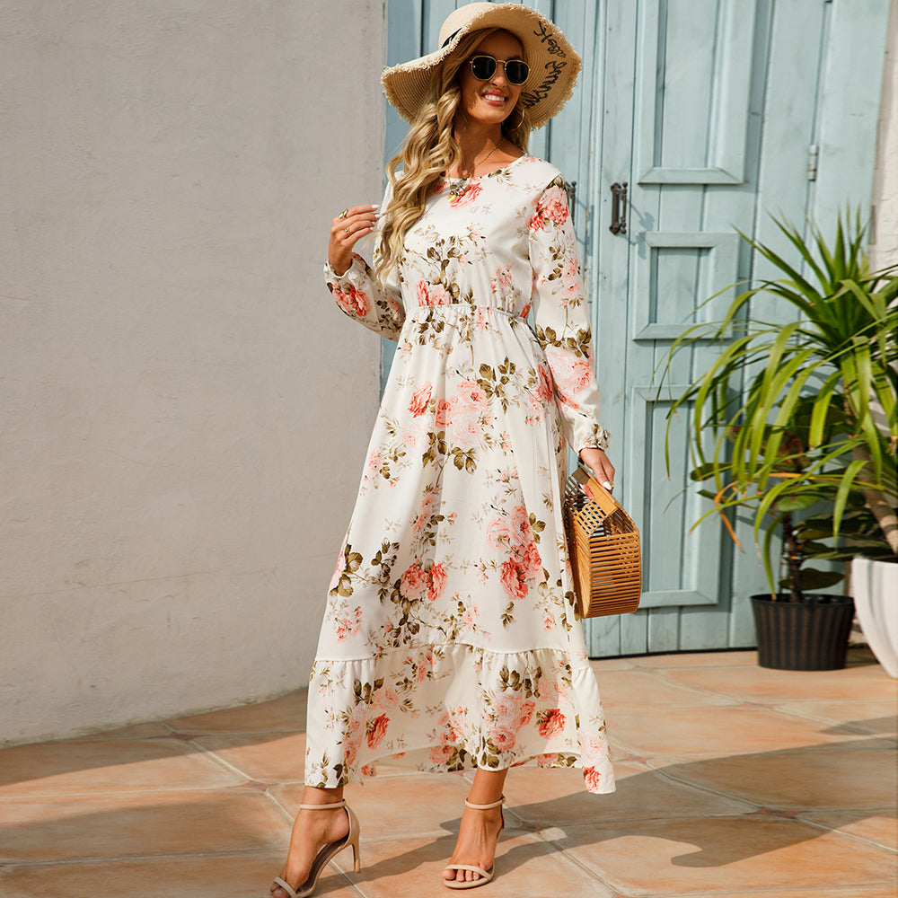 Maxi Bohemian Full Sleeve High Waist Chiffon Long Dress