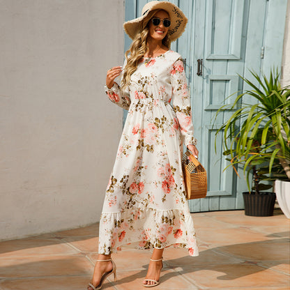 Maxi Bohemian Full Sleeve High Waist Chiffon Long Dress