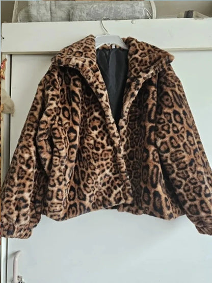 Casual Loose Leopard Coats Jackets