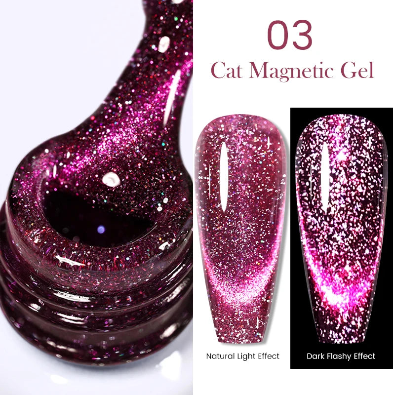 Sparkling Glass Bead Cat Magnetic Gel Nail Polish