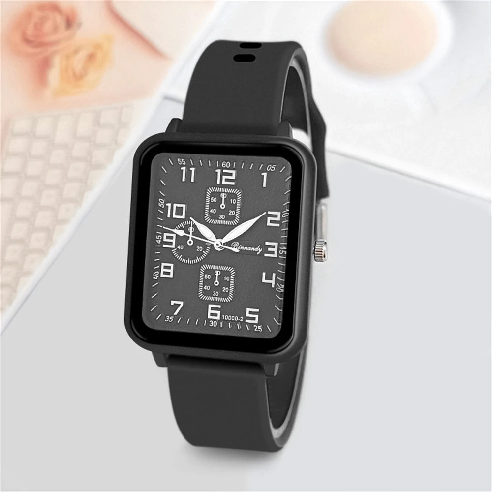 Sports Square Quartz Blue silicone strap Wristwatches