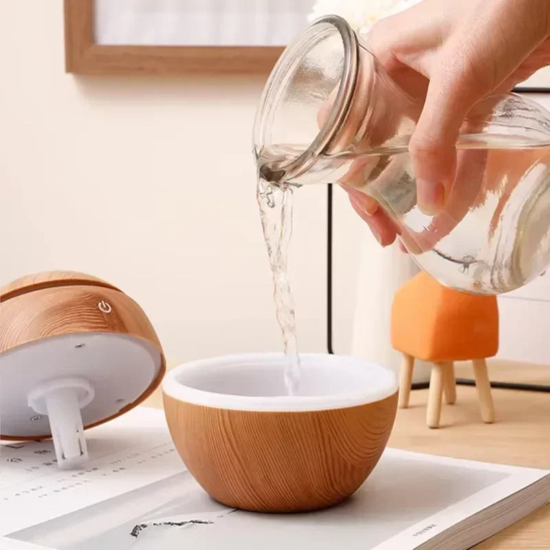 Mini Woodgrain Ultrasonic USB Humidifier and Essential Oil