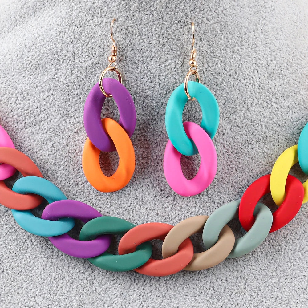 Fish Sheep Acrylic Chunky Chain Choker Necklace