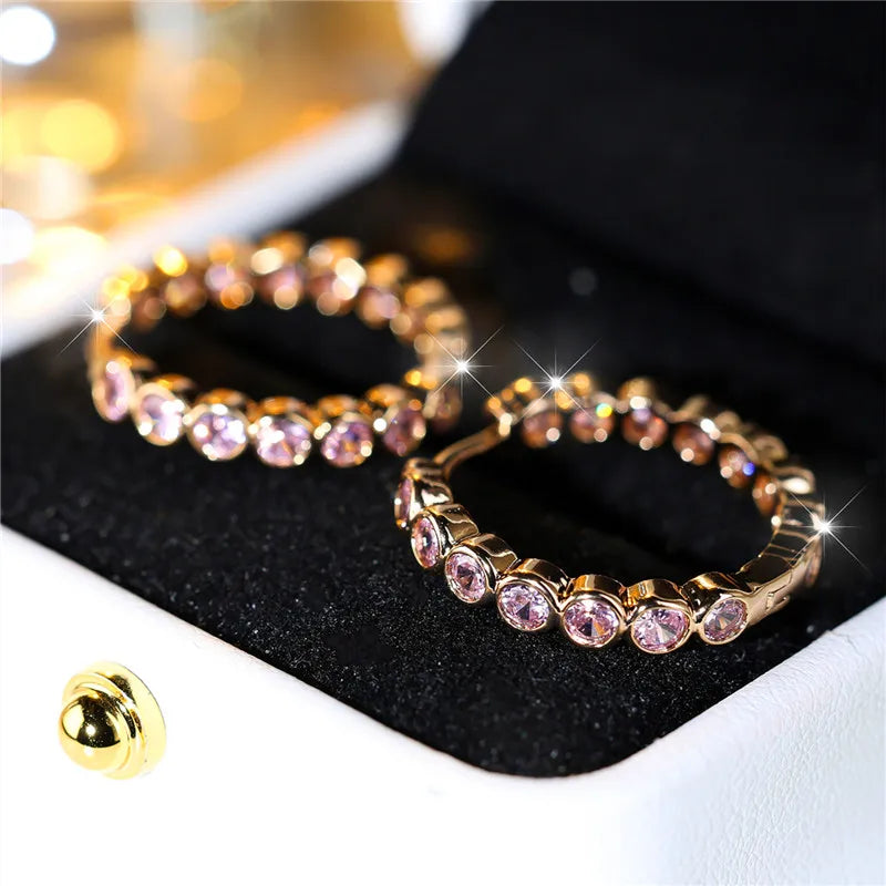 Small Black Round Zircon Stone Earrings