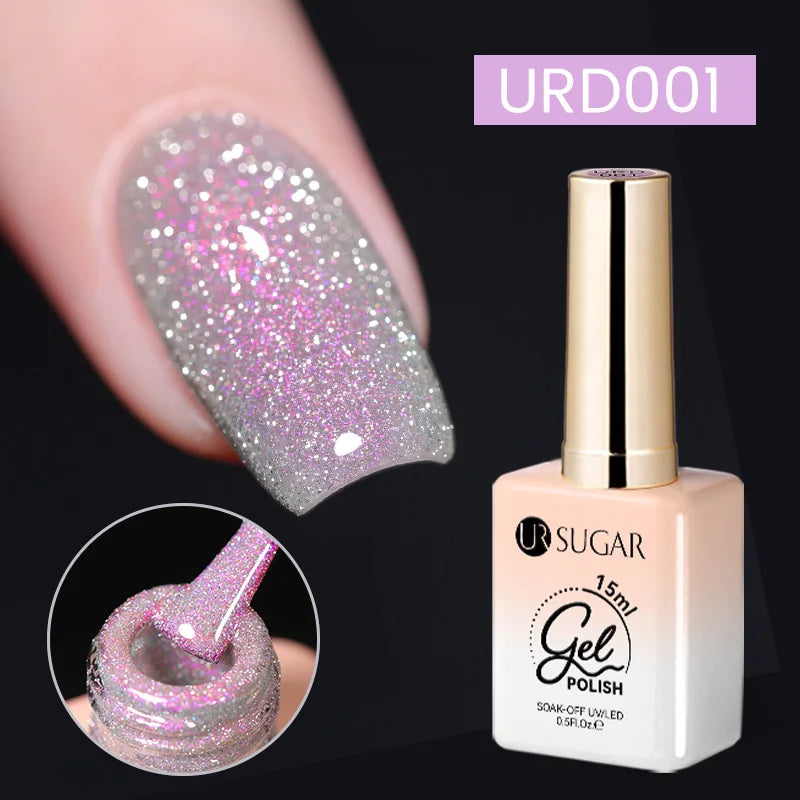 15ml Sliver Reflective Nail Gel Polish Shining Glitter