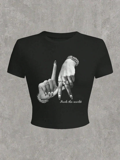 Casual Hip Hop Print Short Sleeve T-shirt