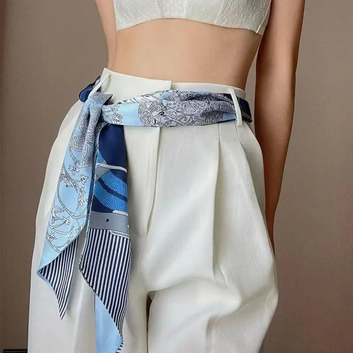 Narrow Long Scarf Polka Dot Tie Bag Ribbon Headband Choker