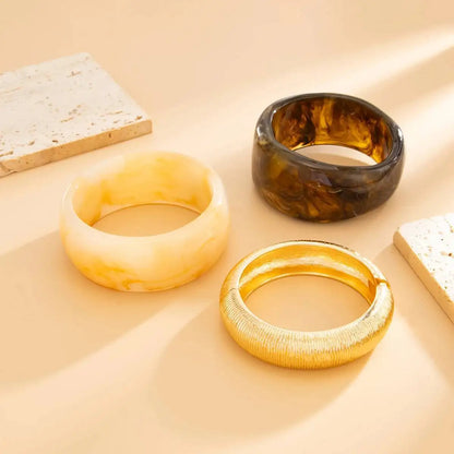 Vintage Geometry Resin Acrylic Thick Wide Bracelets