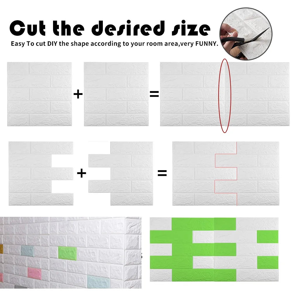 70cm*1m  3D Brick Pattern Wallpaper DIY Waterproof