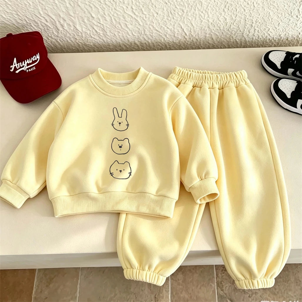 Printed Sweatshirts Loose Pants Infant Cute Round Neck Hoodies Pants