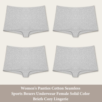 4PCS Cotton Seamless Sports Boxers Underwear  Briefs Cozy Lingerie XS-XL