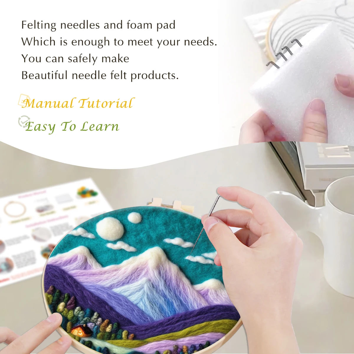 Needle Felting Kit Wool Painting Kit DIY Felt Wool Needle Felt Set