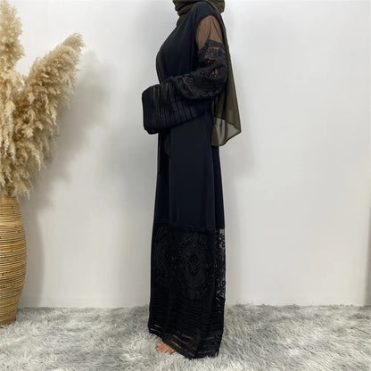 Luxury Gold Rhinestones Muslim Dress Kaftan Abaya