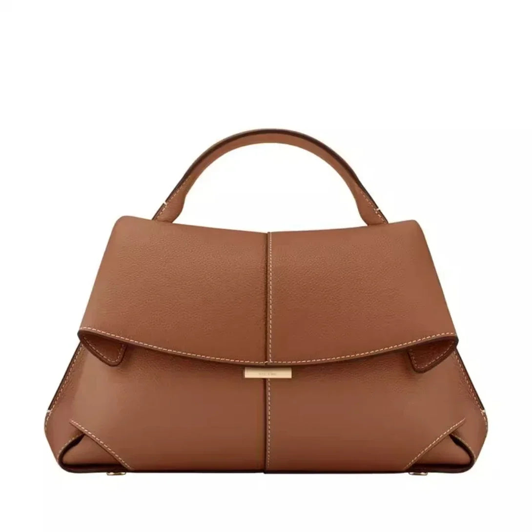 Leather pleated handbag