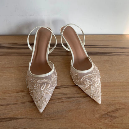 Mesh Flowers High Heels Sexy Dress Shoes