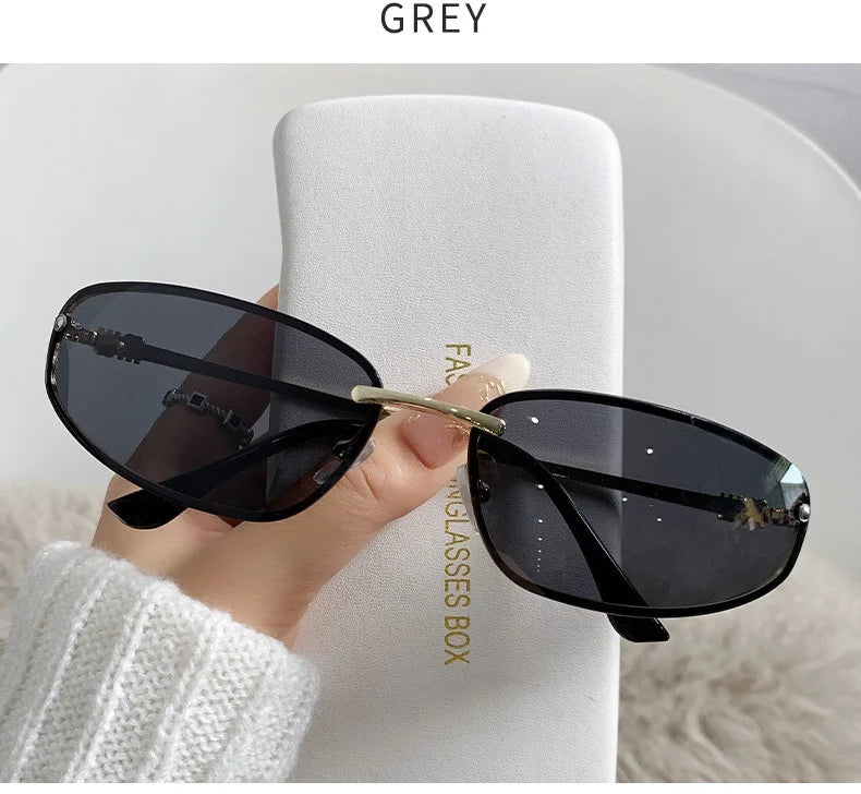 Oval Frameless High Quality Luxury Y2k Rimless Glasses