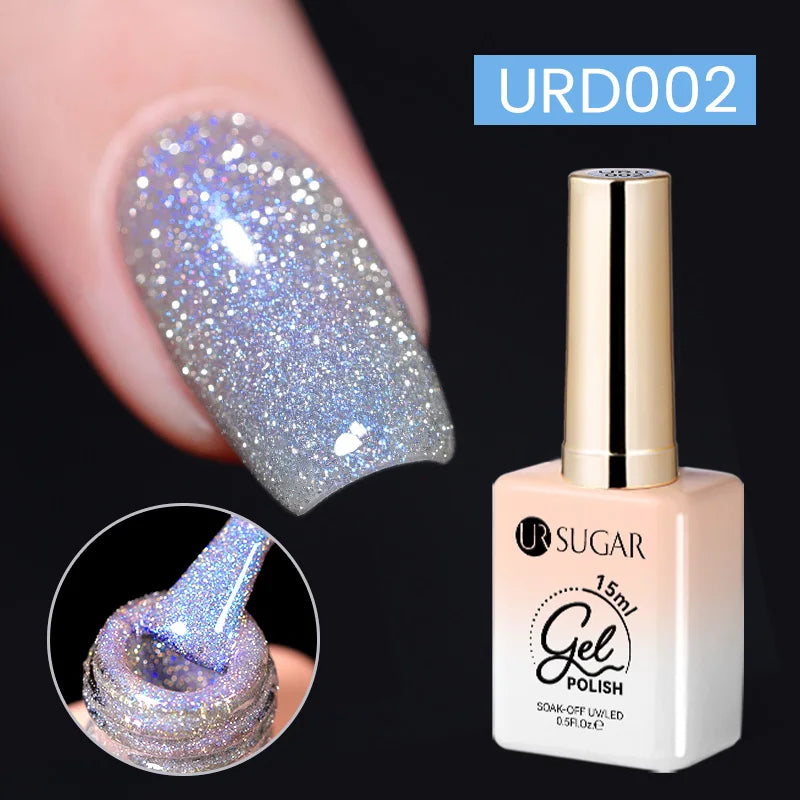 15ml Sliver Reflective Nail Gel Polish Shining Glitter