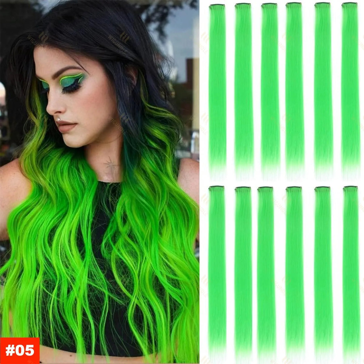 Colored Highlight 22 Inch Synthetic Hair Extensions Rainbow Long Straight Hairpieces