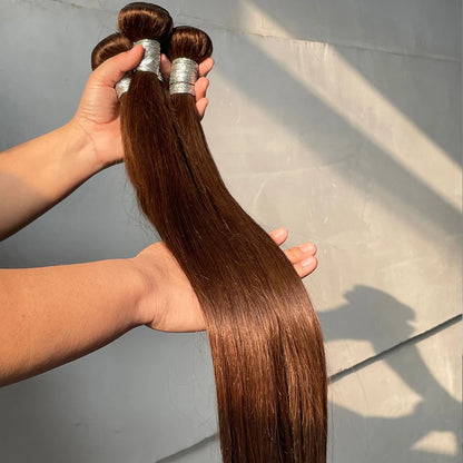 Straight Chocolate Brown Human Brazilian Hair Extensions