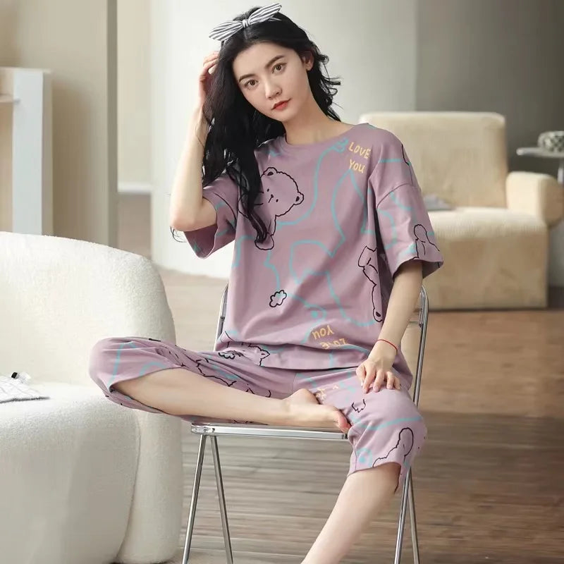 Korean Cartoon Loose Pyjamas Set