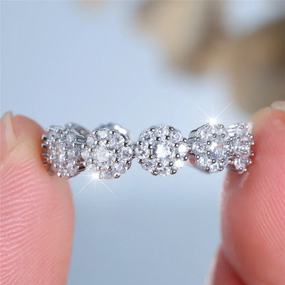 Charm White Zircon Stone Round Vintage Rose Gold Rings
