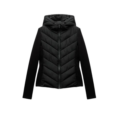 Elegant long sleeve standing collar hooded cotton sport coat