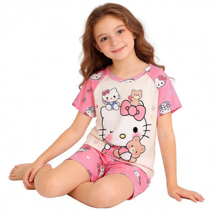3 to 12 Years Girls Hello Kitty Cat Pajamas Sets