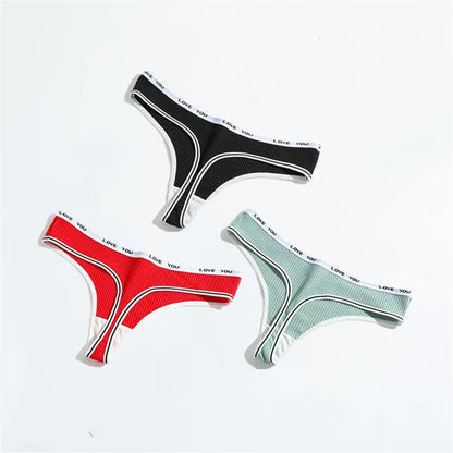 3pcs Ribbed Cotton G String Lingerie