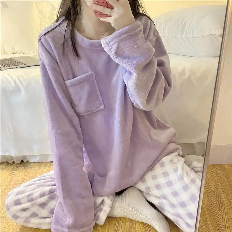 Fleece Thick Warm Pajamas Set