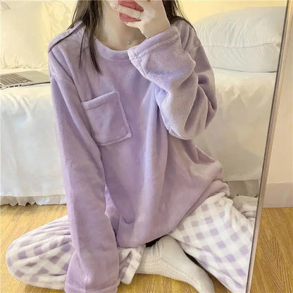 Fleece Thick Warm Pajamas Set
