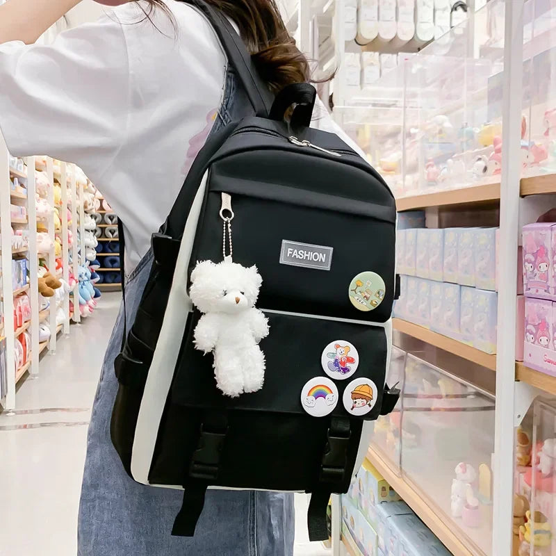 5PCS Kit Backpack High Capacity Waterproof School Bags